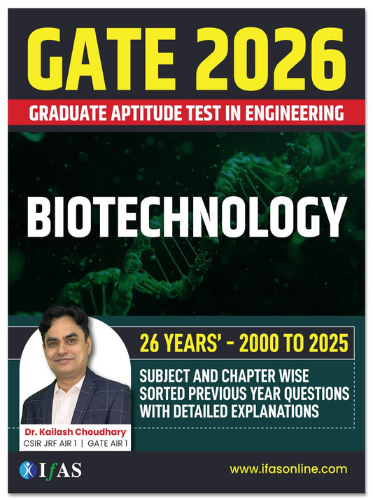 GATE Biotechnology PYQ Book 2026 Previous Year Solved Papers (2000 to 2025) Topic Wise Sorted with Detailed Solutions