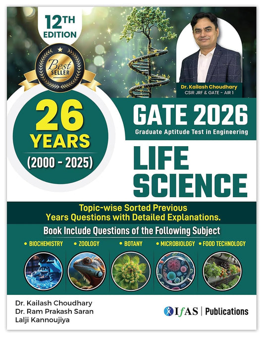 GATE Life Science PYQ Book 2026 Previous Year Solved Papers (2000 to 2025) Topic Wise Sorted with Detailed Solutions