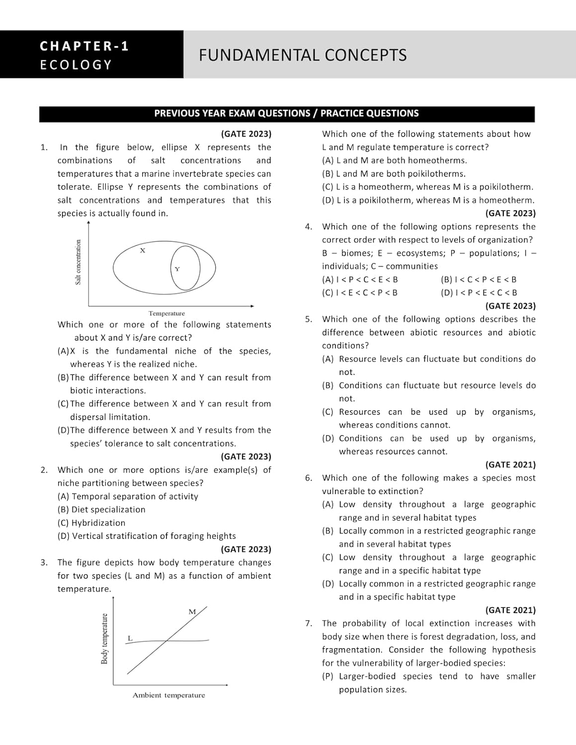 GATE Ecology and Evolution PYQ Book 2026 Previous Year Solved Papers (2014 to 2024) Topic Wise Sorted with Detailed Solutions