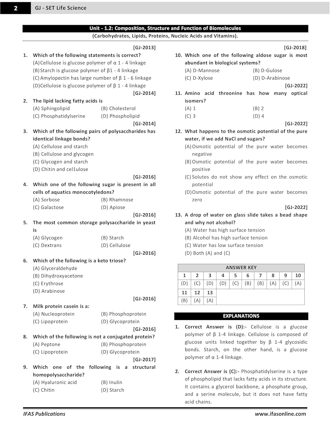 GJ SET Life Science PYQ Book 2025 Previous Year Solved Papers with 3 Mock Test Topic wise Sorted with Detailed Solutions