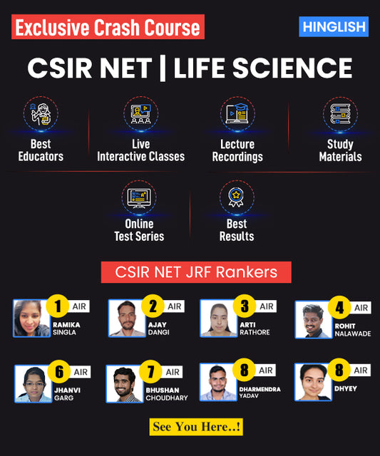 CSIR NET LIFE SCIENCES LIVE ONLINE CRASH COURSE (HINGLISH) - 21 OCTOBER 2024