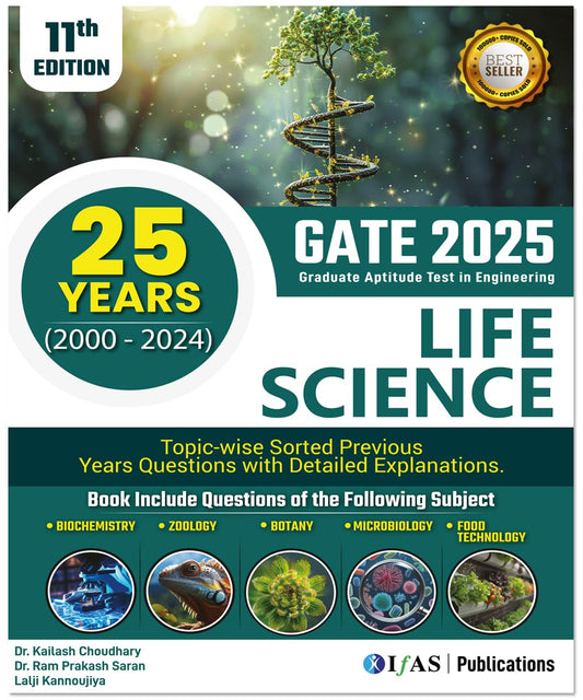 GATE Life Science Previous Year Solved Paper Book for 2025 - Last 25 Years Chapterwise & Topicwise Sorted Questions with Detailed Solutions