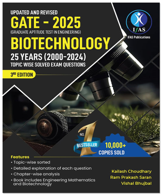 GATE Biotechnology Previous Year Solved Paper for 2025 - (2000 to 2024 i.e. 25 Years) Chapterwise & Topicwise Sorted Questions with Detailed Solutions